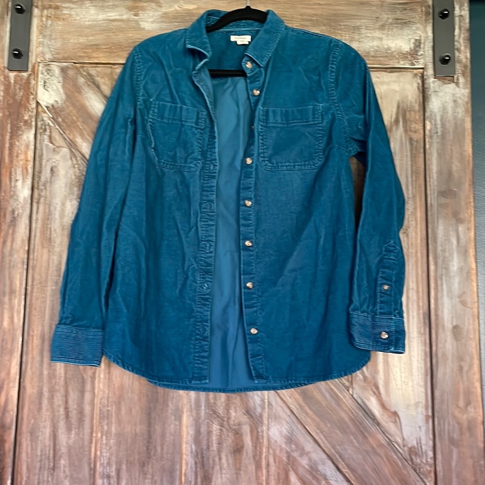 LLBEAN Blue Corduroy Button Up - Women’s
